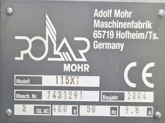 Бумагорезательный станок Polar 115 XT, 2004 г.в